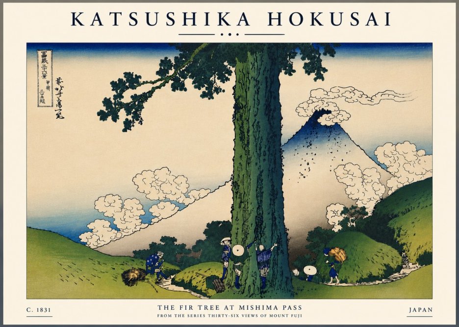 Katsushika Hokusai The Fir Tree at Mishima Pass No7 - Affiche