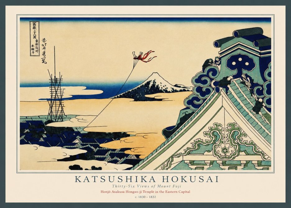 Katsushika Hokusai Honjo Asakusa Hongan-ji Temple in the Eastern Capital No2 - Affiche