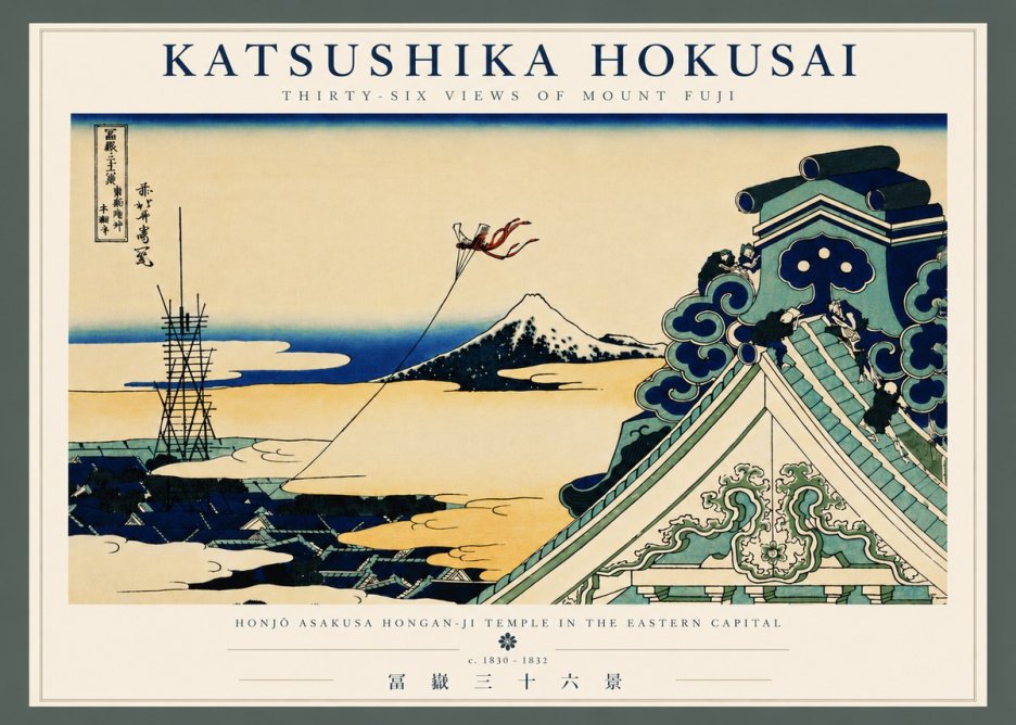 Katsushika Hokusai Honjo Asakusa Hongan-ji Temple in the Eastern Capital No7 - Affiche