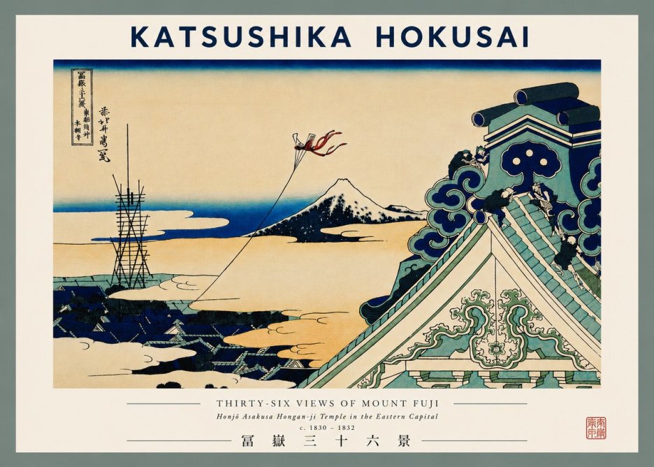 Katsushika Hokusai Honjo Asakusa Hongan-ji Temple in the Eastern Capital No8 - Affiche