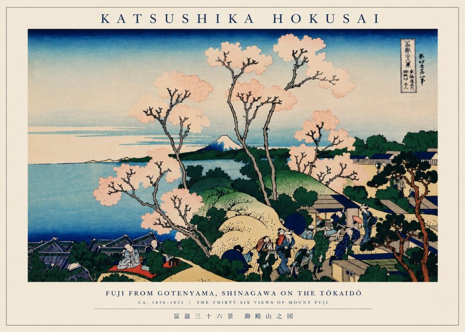 Katsushika Hokusai Fuji from Gotenyama, Shinagawa on the Tōkaidō No6 - Affiche