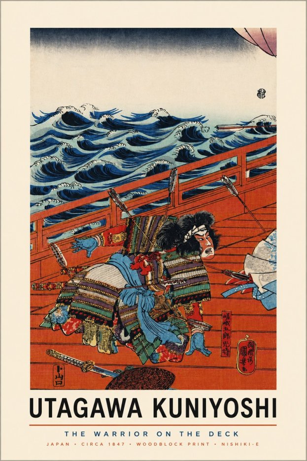 Utagawa Kuniyoshi The Warrior on the Deck No3 - Affiche