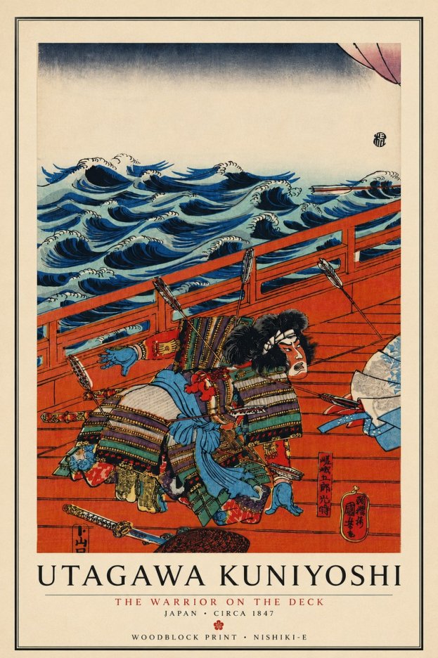 Utagawa Kuniyoshi The Warrior on the Deck No6 - Affiche