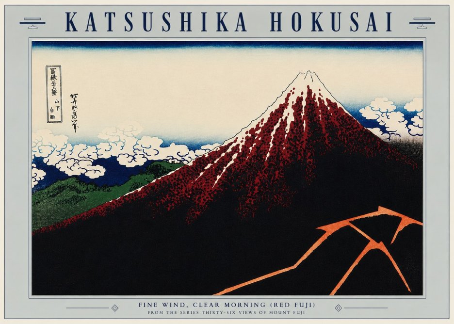 Katsushika Hokusai Fine Wind, Clear Morning (Red Fuji) II No5 - Affiche