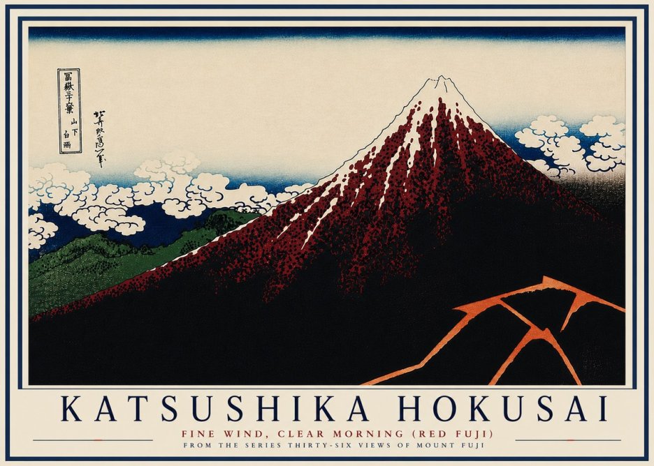Katsushika Hokusai Fine Wind, Clear Morning (Red Fuji) II No7 - Affiche
