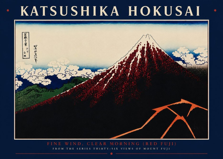 Katsushika Hokusai Fine Wind, Clear Morning (Red Fuji) II No8 - Affiche