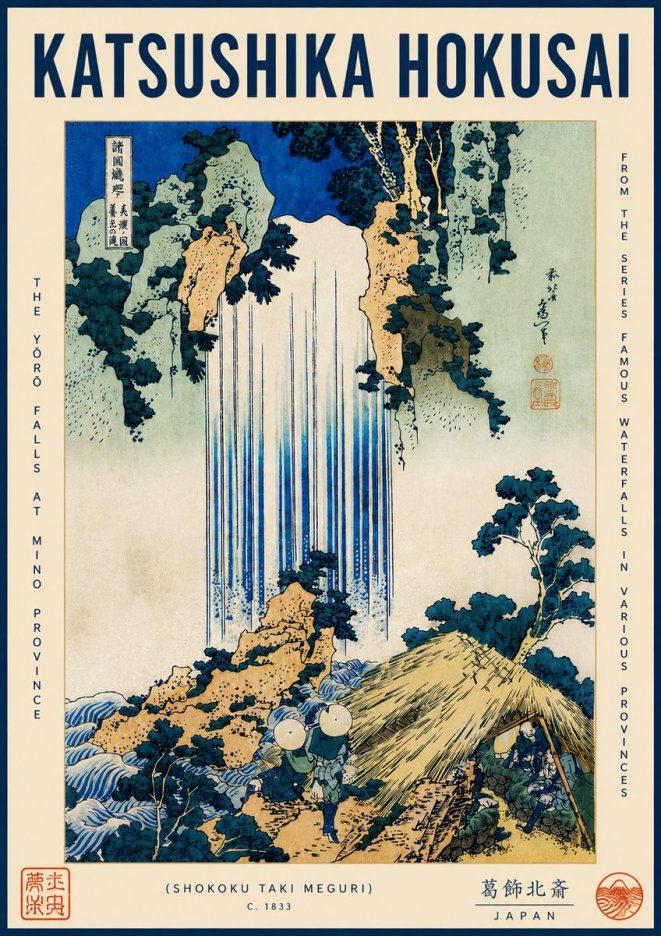 Katsushika Hokusai The Yōrō Falls at Mino Province No4 - Affiche