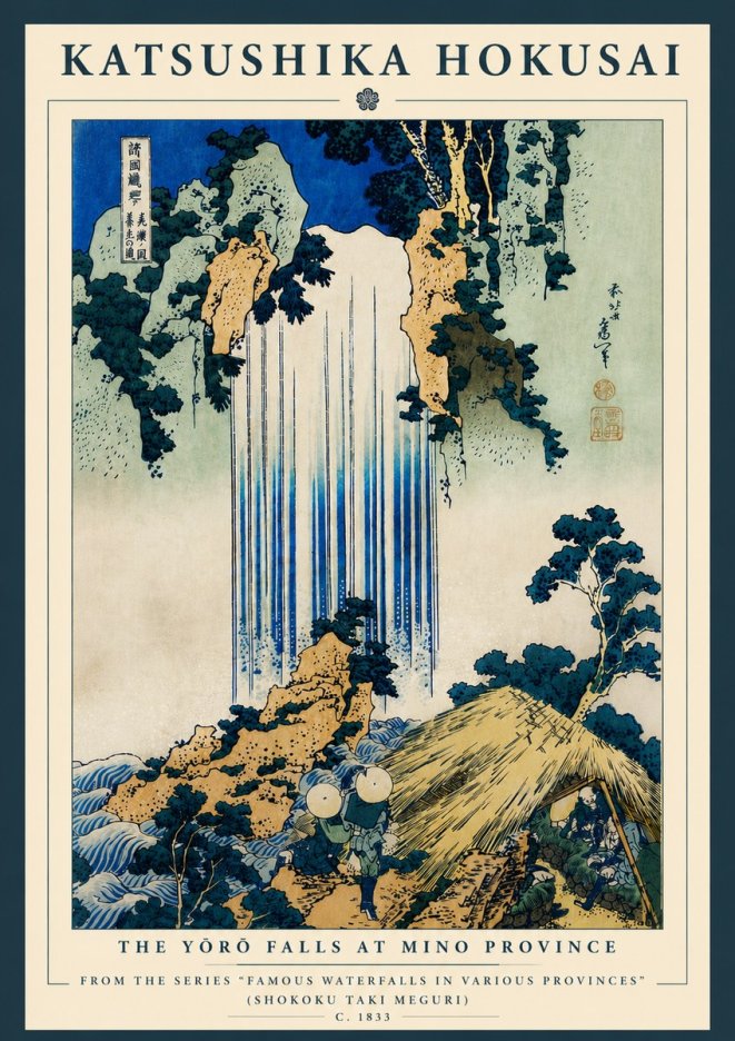 Katsushika Hokusai The Yōrō Falls at Mino Province No8 - Affiche