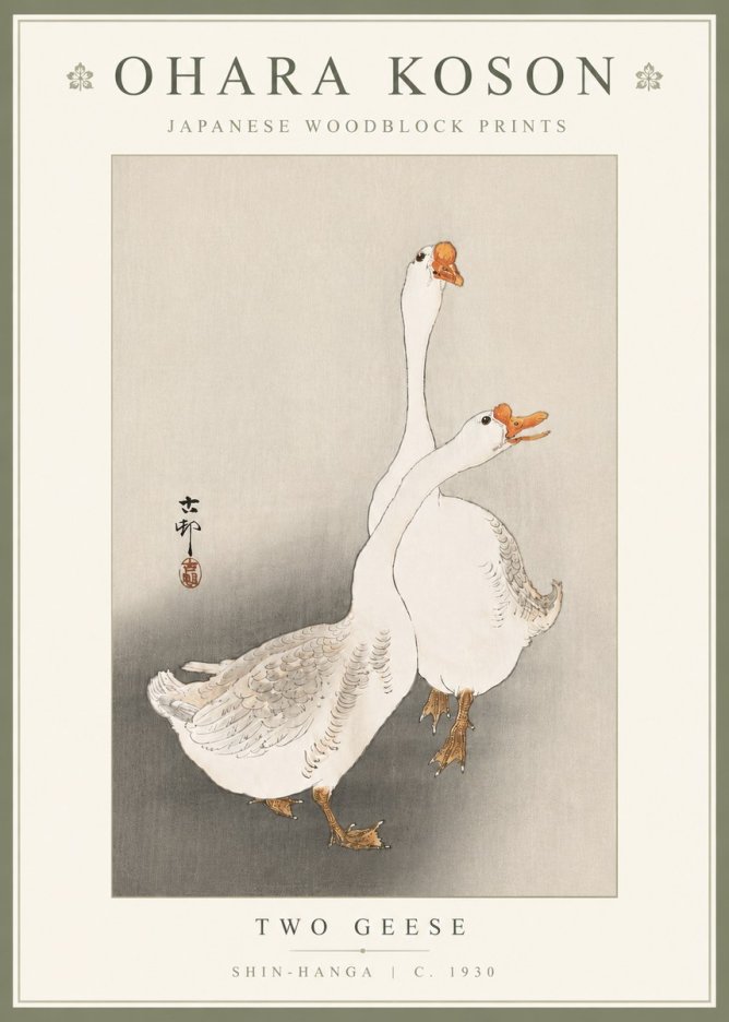 Ohara Koson Two Geese No5 - Affiche