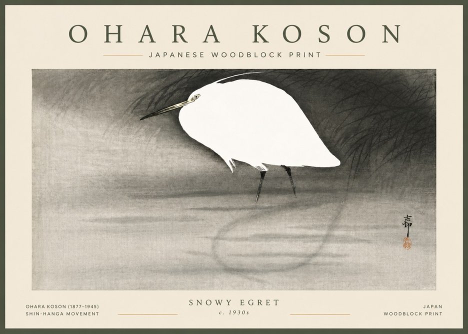 Ohara Koson Snowy Egret No5 - Affiche