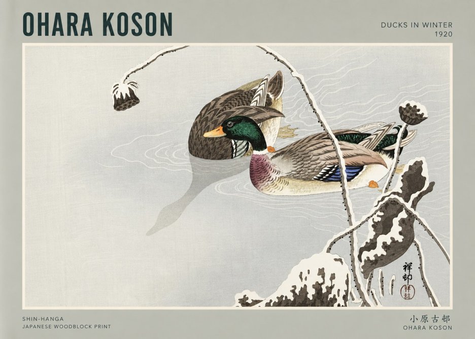 Ohara Koson Ducks in Winter No3 - Affiche
