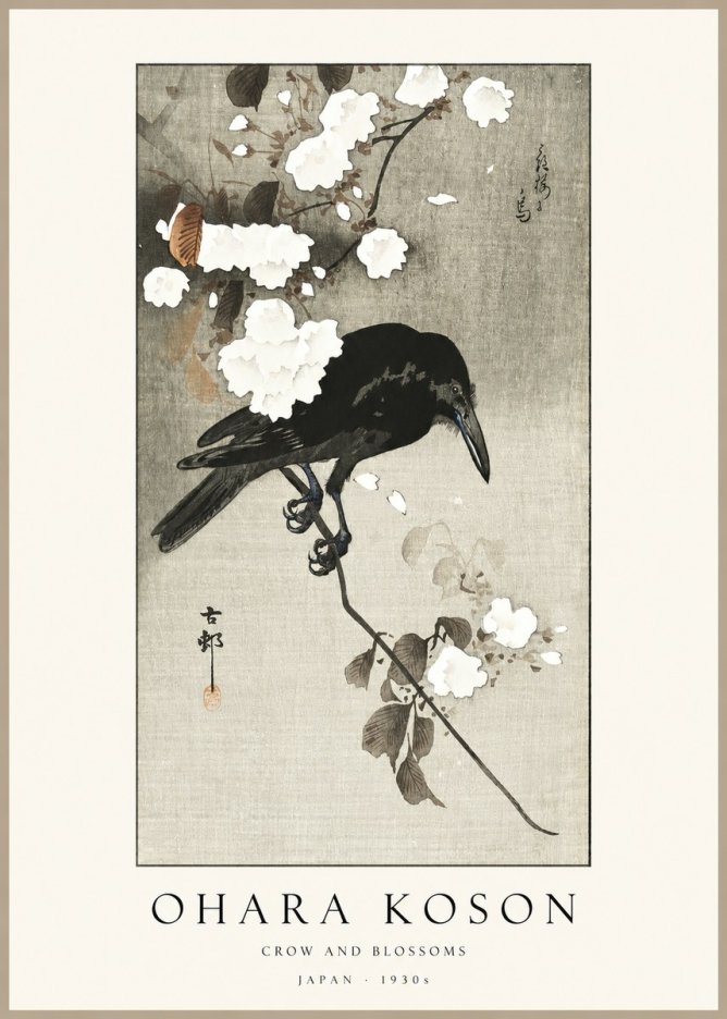 Ohara Koson Crow and Blossoms II No1 - Affiche