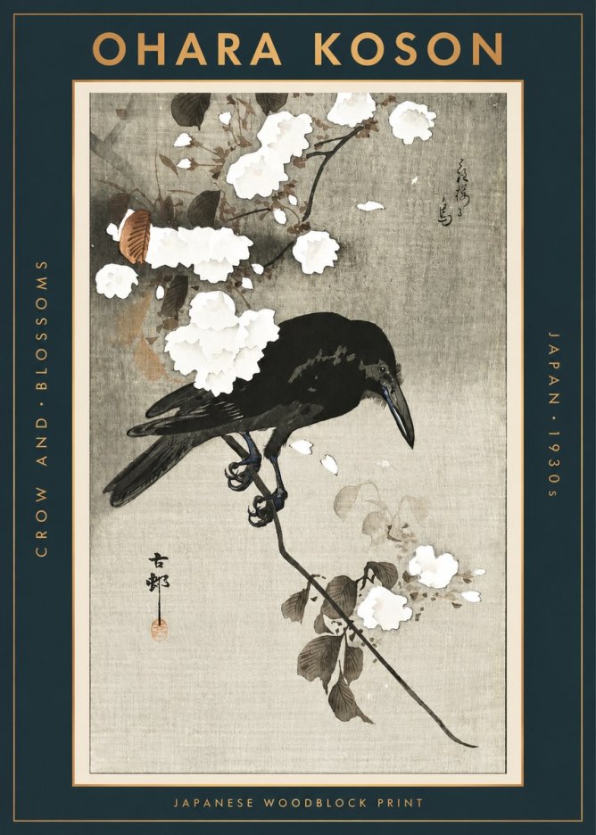 Ohara Koson Crow and Blossoms II No2 - Affiche