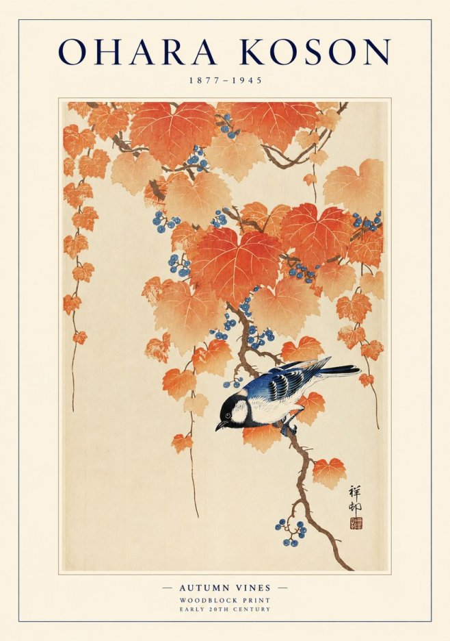 Ohara Koson Autumn Vines No1 - Affiche