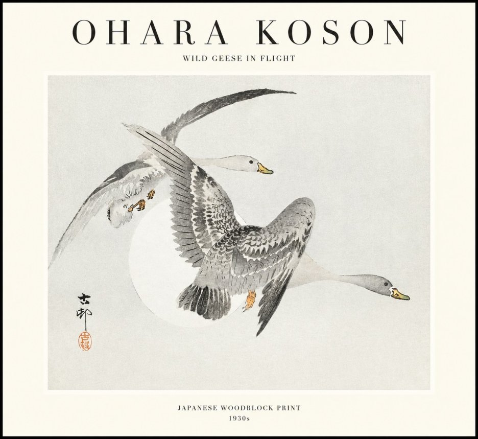 Ohara Koson Wild Geese in Flight I No1 - Affiche