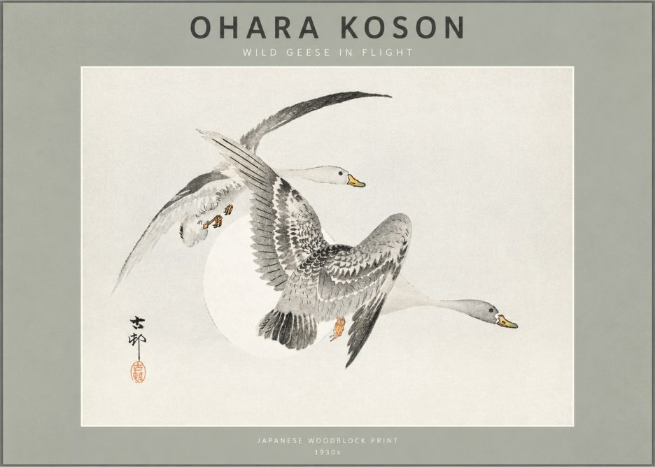 Ohara Koson Wild Geese in Flight I No2 - Affiche