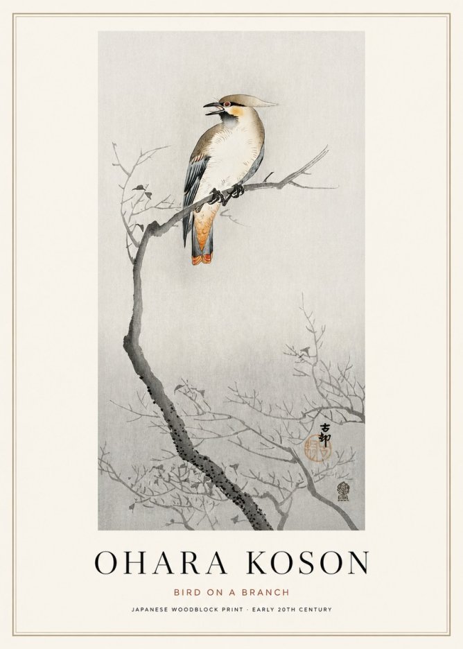 Ohara Koson Bird on a Branch I No1 - Affiche