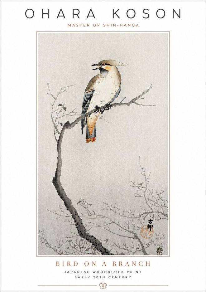 Ohara Koson Bird on a Branch I No3 - Affiche