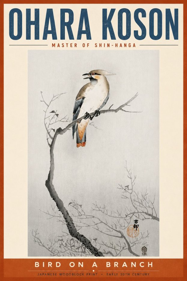 Ohara Koson Bird on a Branch I No6 - Affiche