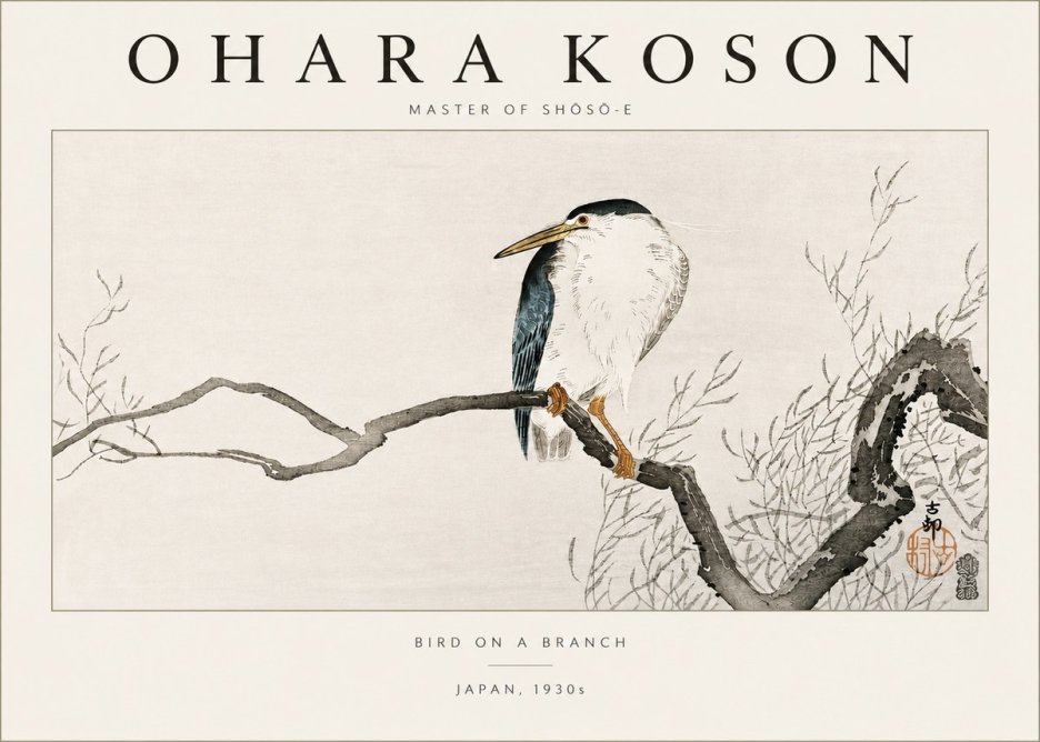 Ohara Koson Bird on a Branch II No3 - Affiche