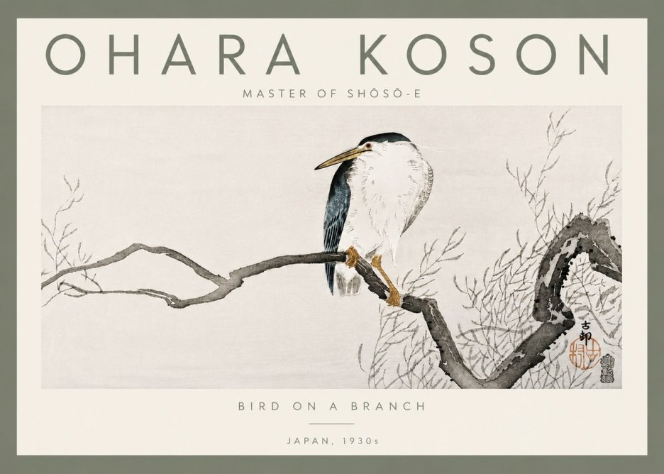 Ohara Koson Bird on a Branch II No5 - Affiche