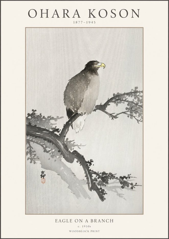 Ohara Koson Eagle on a Branch I No1 - Affiche