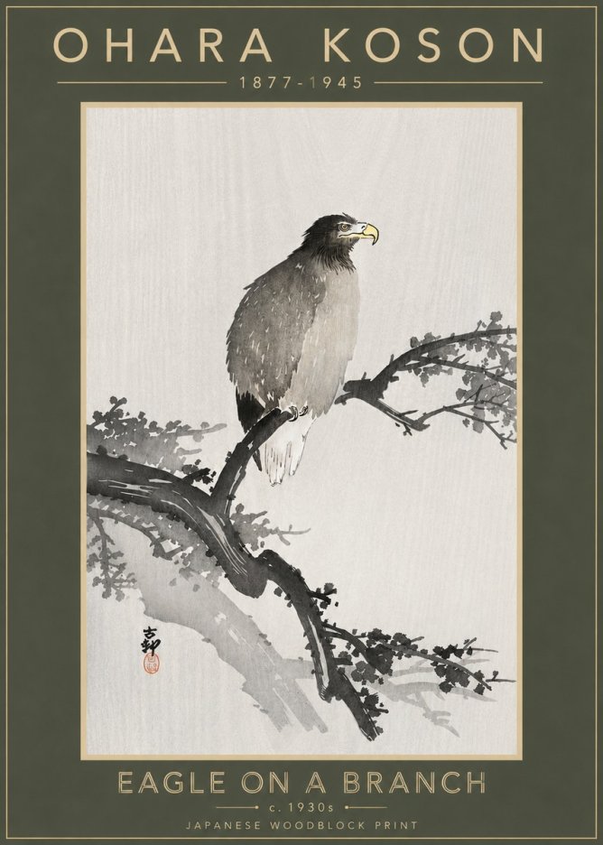 Ohara Koson Eagle on a Branch I No4 - Affiche