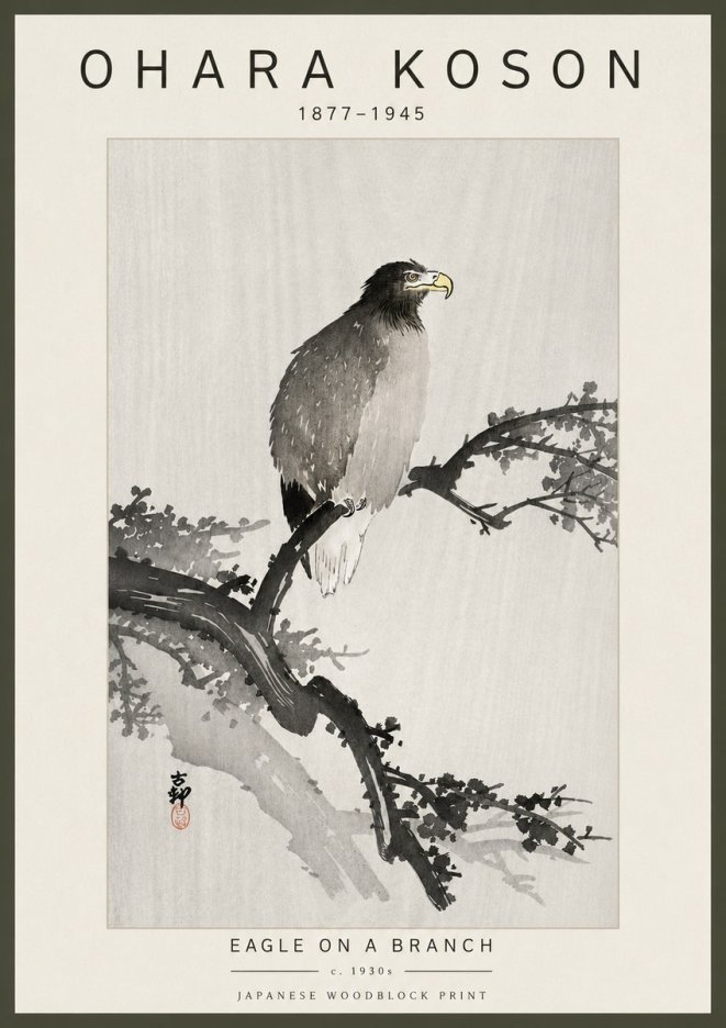 Ohara Koson Eagle on a Branch I No6 - Affiche