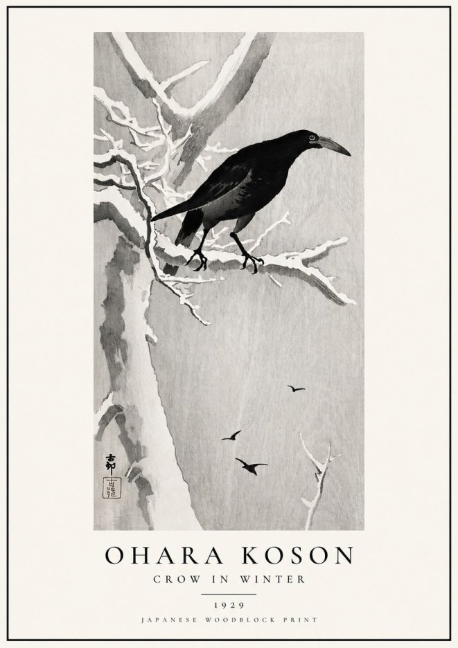 Ohara Koson Crow in Winter I No1 - Affiche