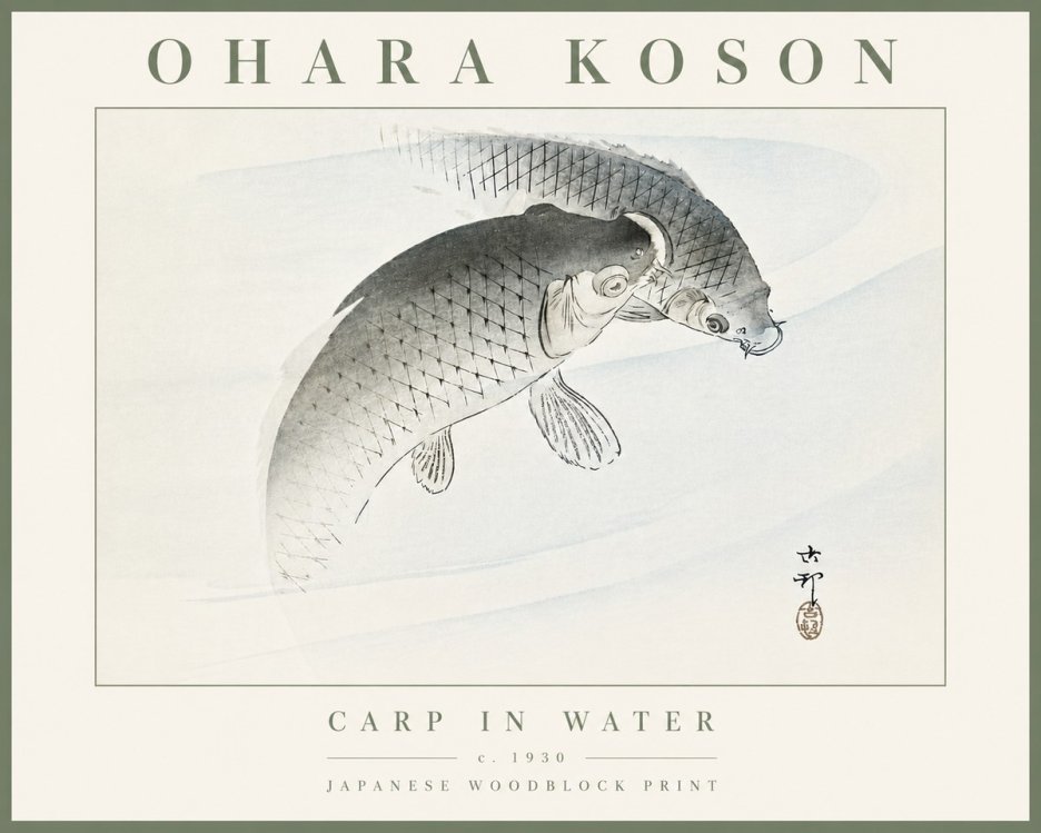Ohara Koson Carp in Water No5 - Affiche