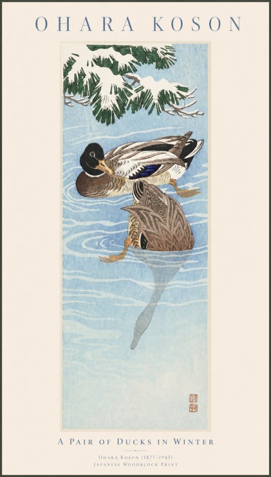 Ohara Koson A Pair of Ducks in Winter No1 - Affiche