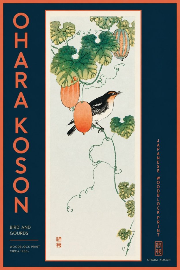 Ohara Koson Bird and Gourds No5 - Affiche