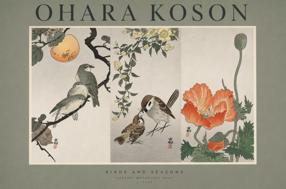 Ohara Koson Birds and Seasons No1 - Affiche