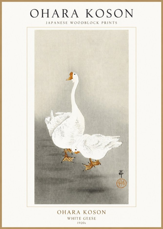 Ohara Koson White Geese No1 - Affiche
