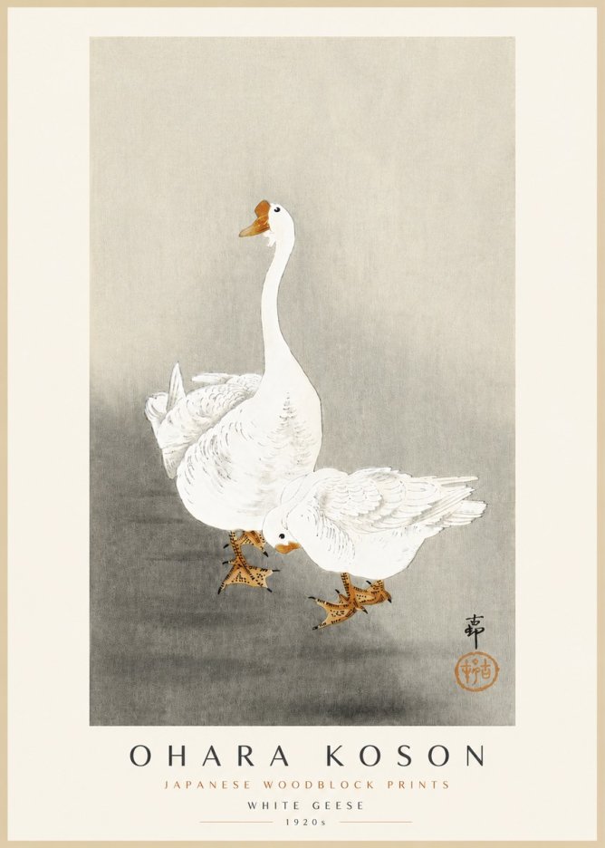 Ohara Koson White Geese No3 - Affiche