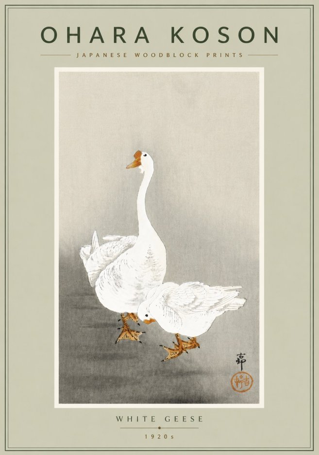 Ohara Koson White Geese No6 - Affiche