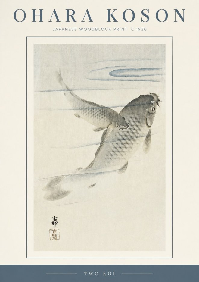 Ohara Koson Two Koi I No3 - Affiche