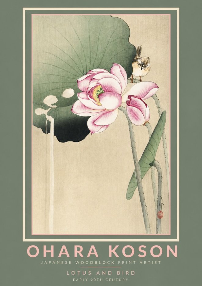 Ohara Koson Lotus and Bird No2 - Affiche