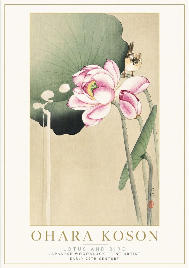 Ohara Koson Lotus and Bird No5 - Affiche