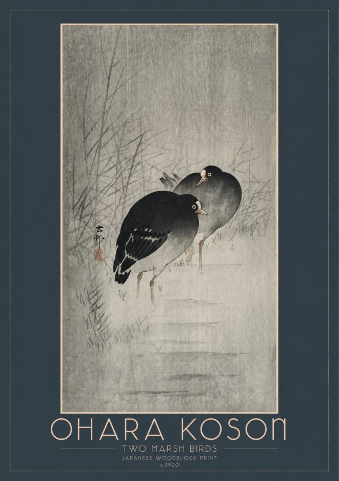 Ohara Koson Two Marsh Birds No2 - Affiche