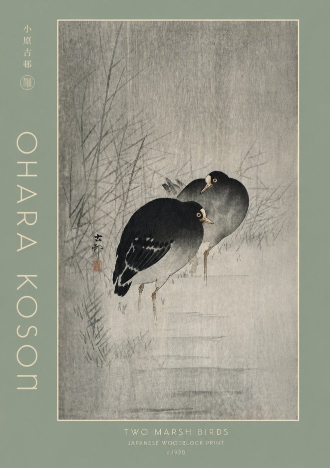 Ohara Koson Two Marsh Birds No4 - Affiche