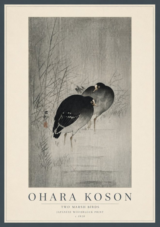 Ohara Koson Two Marsh Birds No5 - Affiche