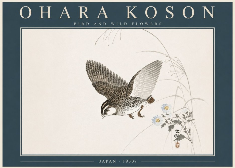 Ohara Koson Bird and Wild Flowers No5 - Affiche
