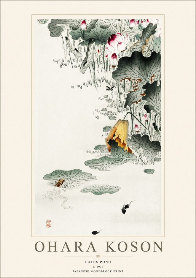 Ohara Koson Lotus Pond No1 - Affiche
