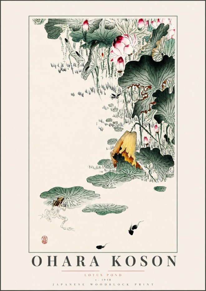 Ohara Koson Lotus Pond No3 - Affiche