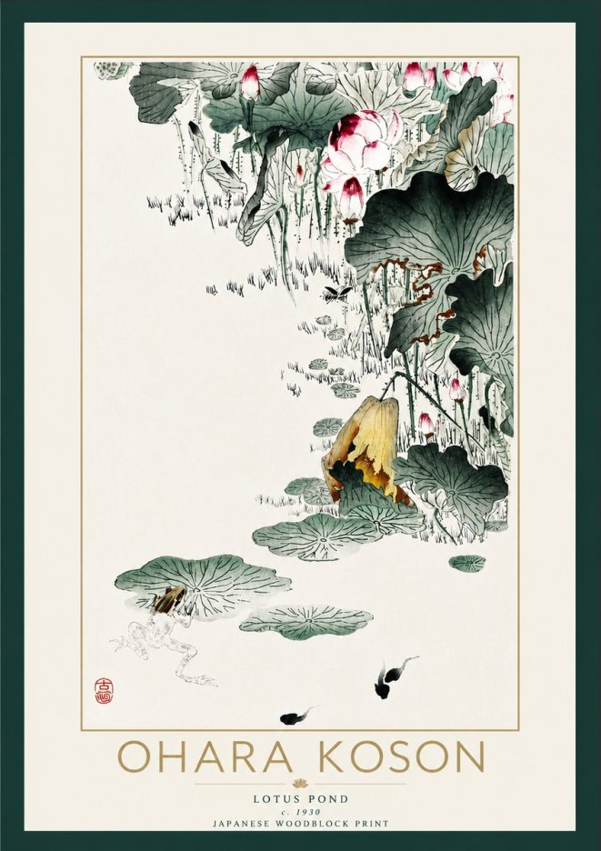 Ohara Koson Lotus Pond No6 - Affiche