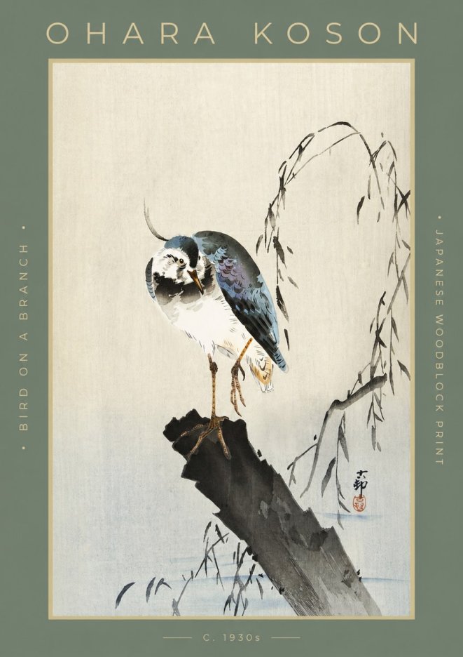 Ohara Koson Bird on a Branch III No2 - Affiche