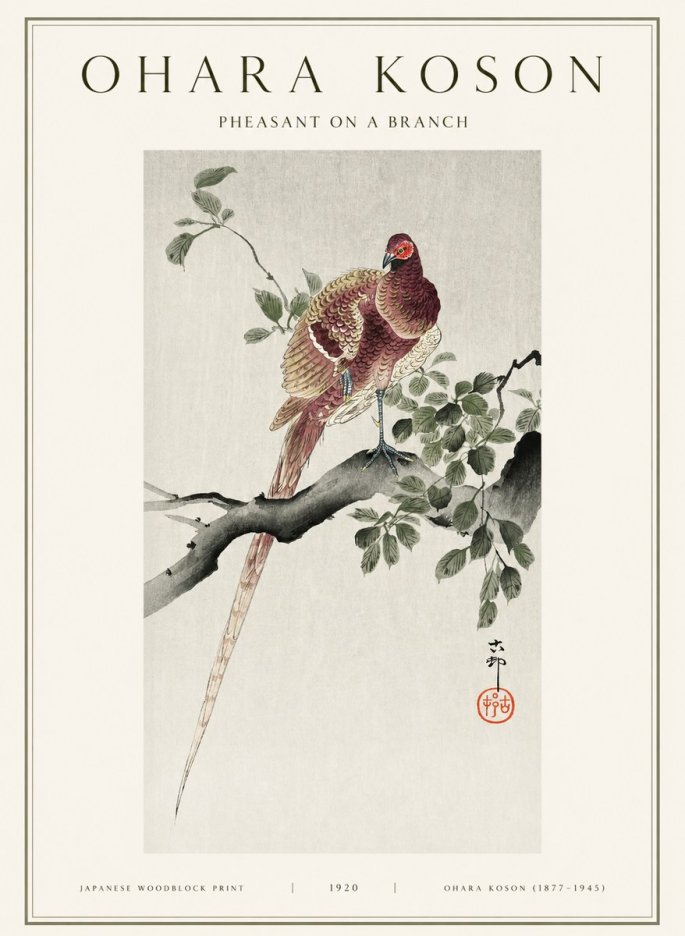 Ohara Koson Pheasant on a Branch No1 - Affiche