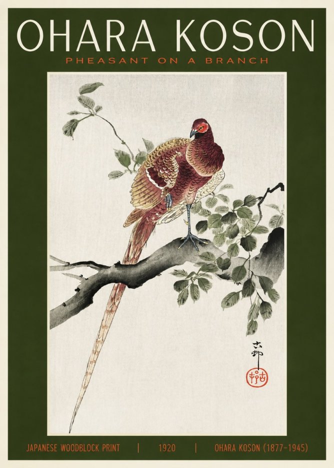Ohara Koson Pheasant on a Branch No2 - Affiche