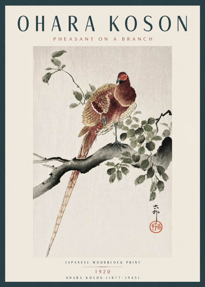 Ohara Koson Pheasant on a Branch No4 - Affiche
